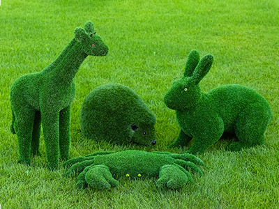 Топиари композиция Малыши (заяц, жираф, ежик, краб) - газон Eco