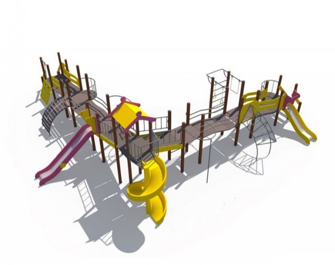 Детский игровой комплекс Квартал ДИО 08060 (винтовой скат 2000, металлические скаты 1500 и 900) - вид 3