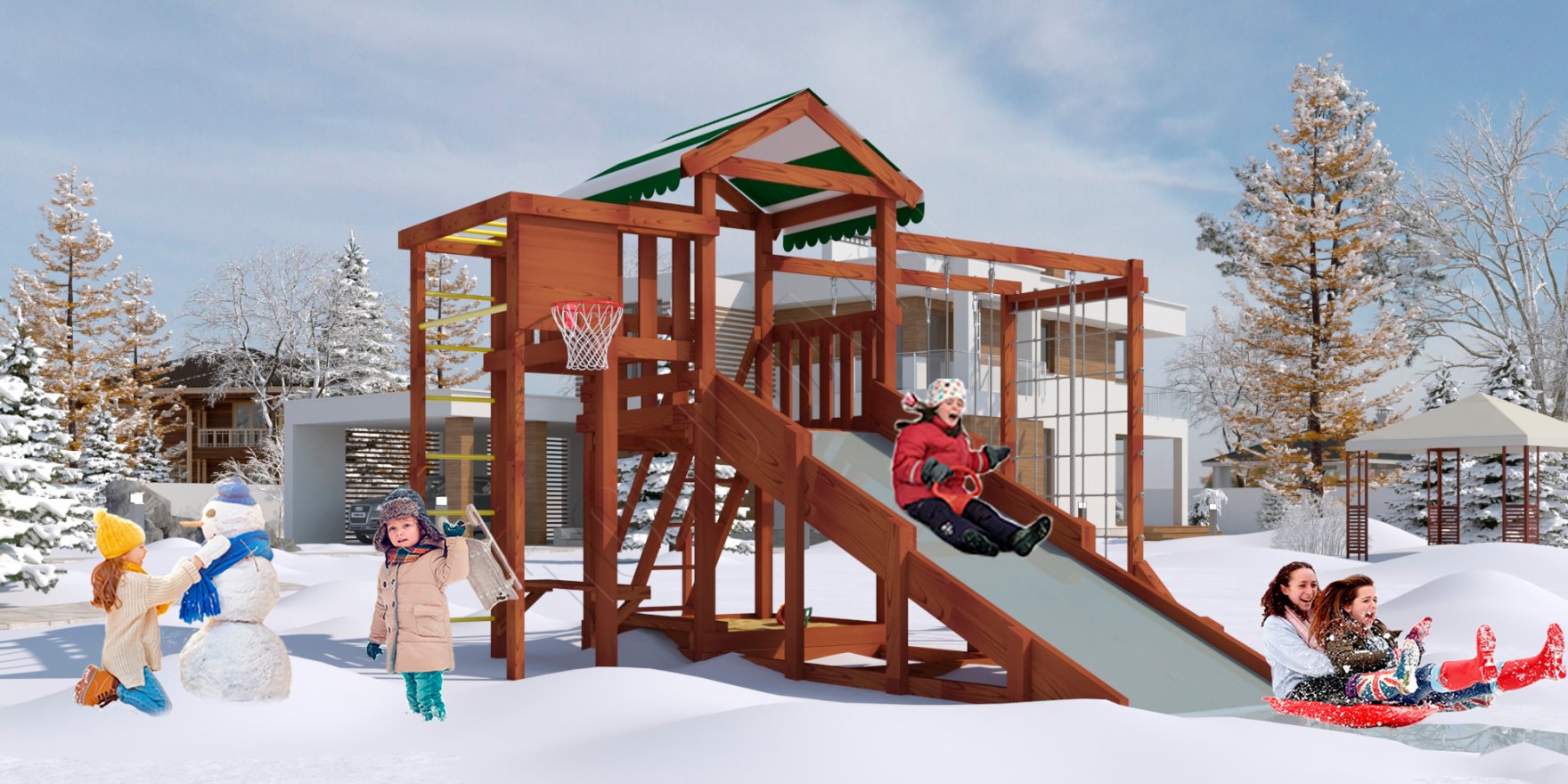 Детская игровая площадка Гарда 4 (Бри) всесезонная - вид 4