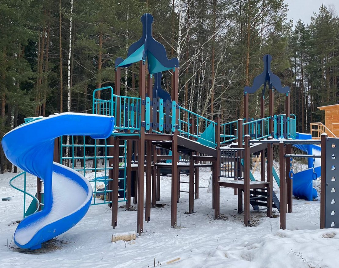 Игровой комплекс Лагуна с металлическим скатом 1500 и винтовыми открытми скатами Н-2000 ДИО 10113 - вид 3