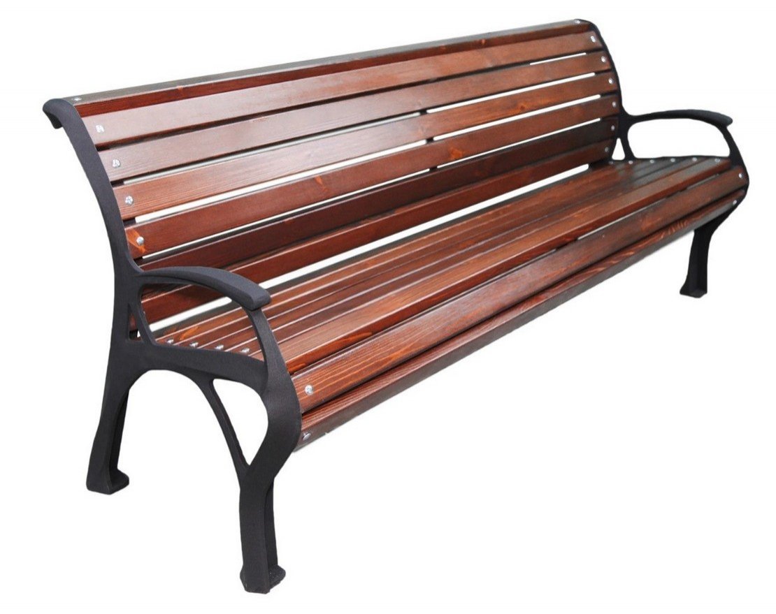 Парковая скамейка чугунная Екатеринбург с подлокотниками (40х40 мм), Лиственница - вид 4