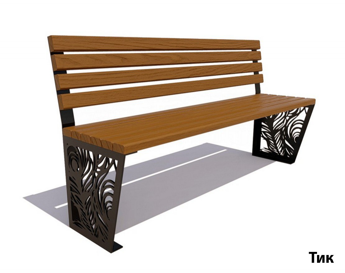 Парковая скамейка Павлин, Лиственница (без подлокотников) - вид 4
