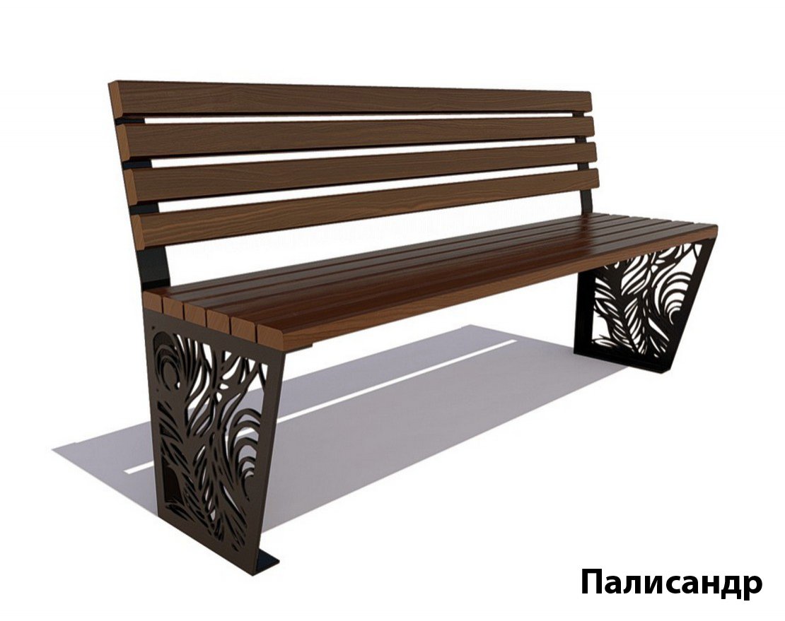 Парковая скамейка Павлин, Лиственница (без подлокотников) - вид 5