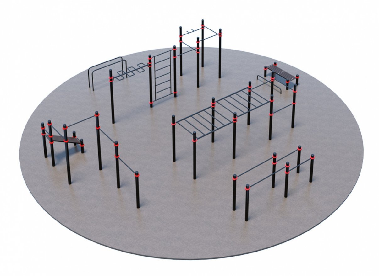 Проект Дворовая площадка для Воркаут и ГТО 2-3 (Ø14 м) - вид 3